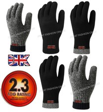 Mens Thermal Gloves 2.3 Tog Double Insulated Adults Knitted Winter Warm NEW