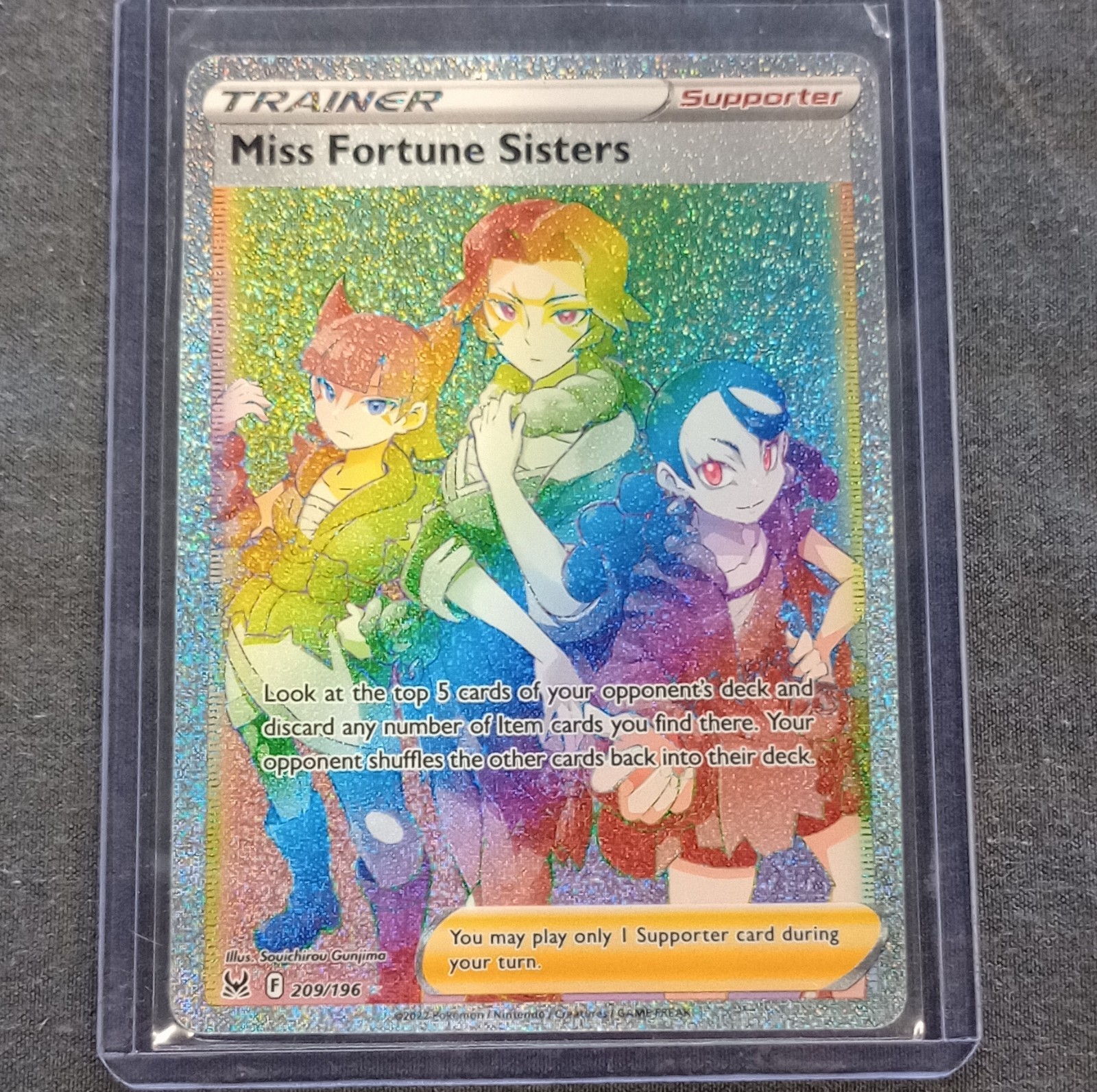 Pokémon Miss Fortune Sisters Full Art Secret Rare Holo 209/196 Lost Origin TCG
