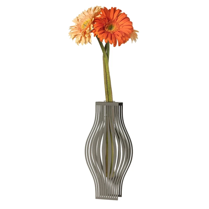 Vaso Mono Fiore Vasetto Arti e Mestieri Obaso Grigio 25 cm Minimal Design italia, fotografia 9 di 11