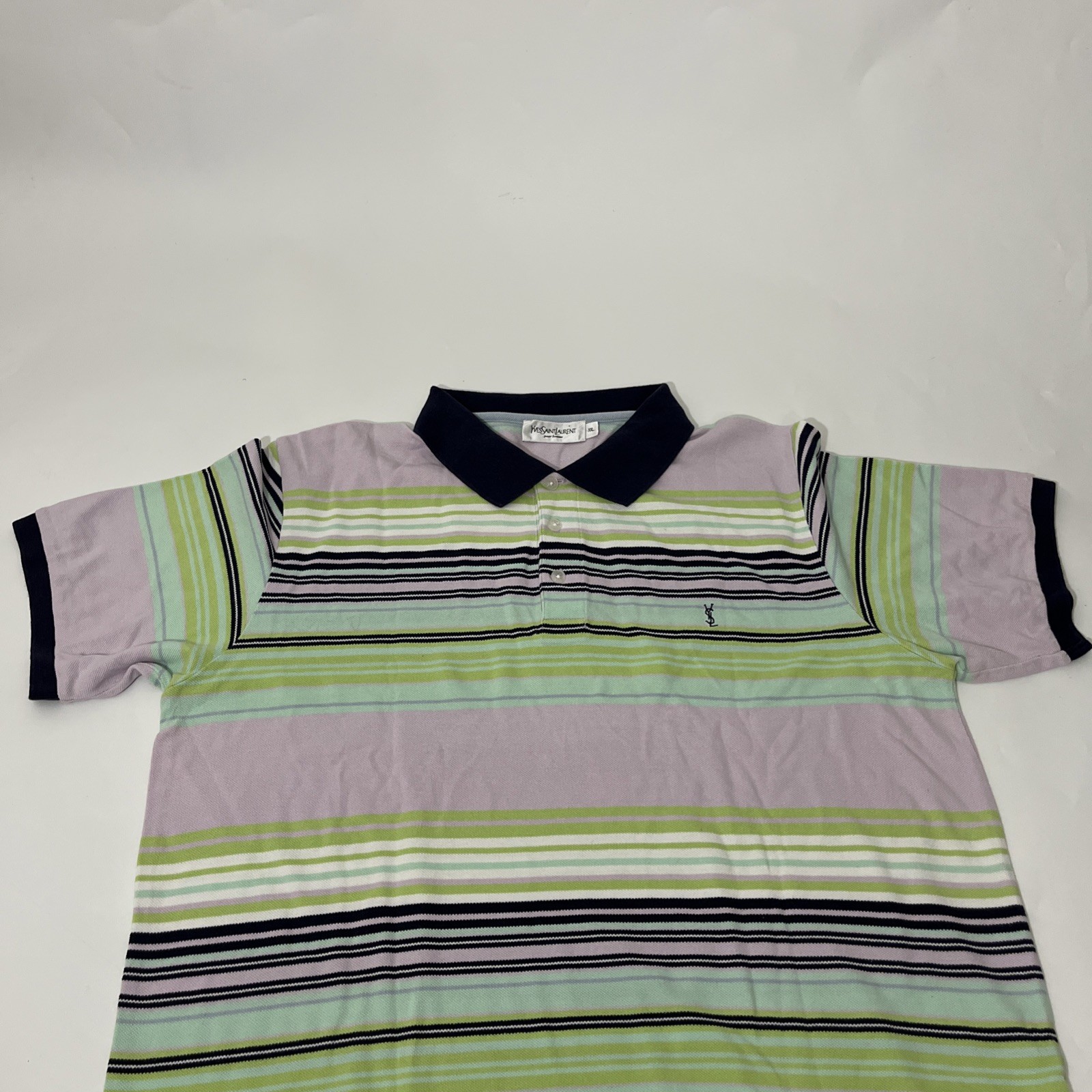 Polo vintage Yves Saint Laurent uomo grande logo YSL anni 90 Y2K a righe