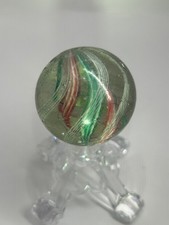 Antique German Divided Core Latticino Swirl Marble 1-5/8" NM E3.26