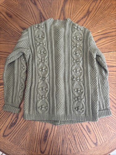 Vintage Irish Cottage Hand Knit Aran Sweater Women's Size Medium Moss Green, Size M, $35.98 - Photo 4
