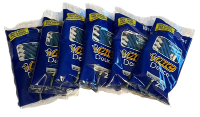60 Bic Deuce 2 Blade Disposable Razors (Six Packs of 10 = Sixty)