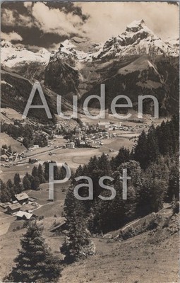 Engelberg Schweiz RPPC Alpendorf Bergblick