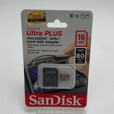 New SanDisk Ultra PLUS 16GB microSD Card FHD