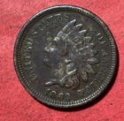 1862 US Copper Nickel Indian Head Cent! VF/XF Details! Civil War Days! Old Coin!