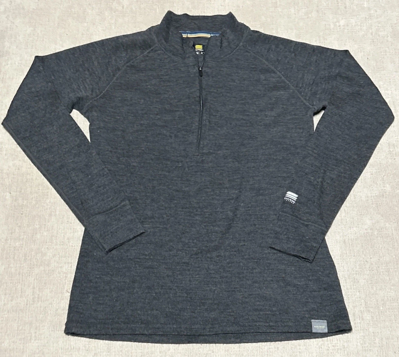 Meriwool Layers Wool 250g Gray 1/2 Zip Pullover Women's Med Baselayer *FLAWS*