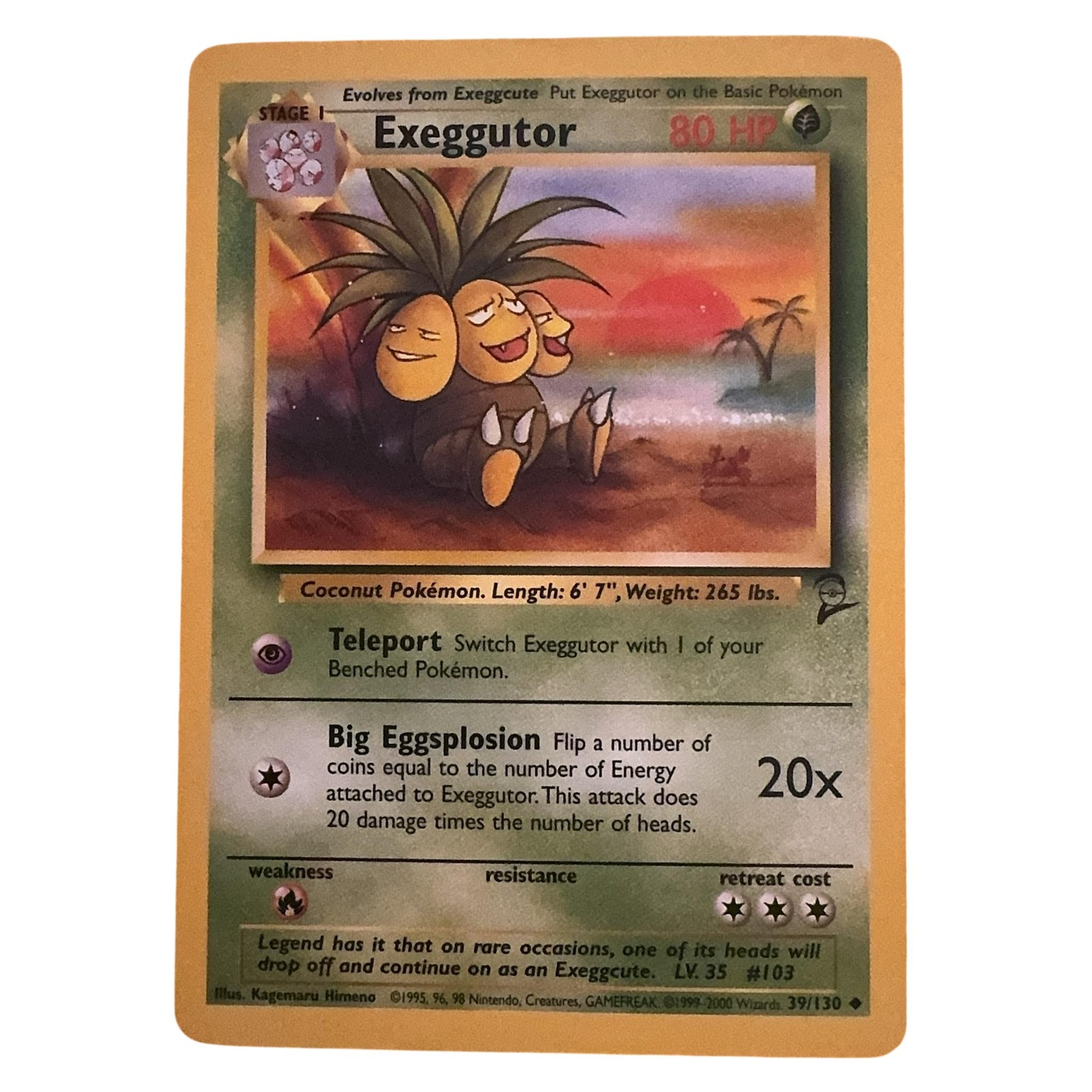 Pokemon TCG Exeggutor 39/130 Base Set 2 Stage 1 Grass Regular English Card