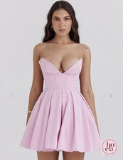 House of CB MAR Cotton Candy Twill Strapless Mini Dress Coquette Summer S BNWT