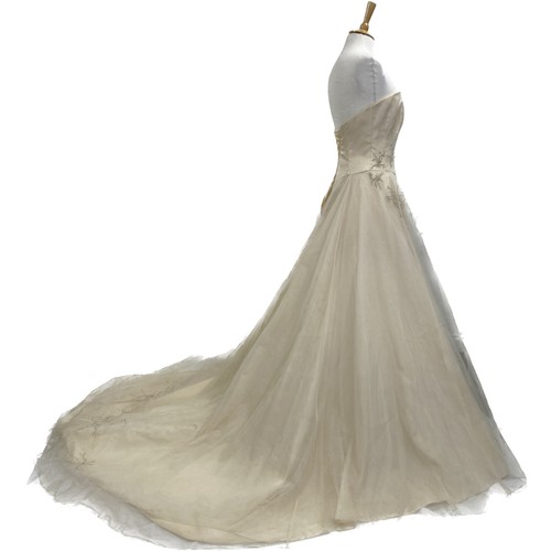 LADIES GOLD WEDDING DRESS Alisia by Tiffany Size 12 Ballgown Strapless with Tags - Picture 3 of 13
