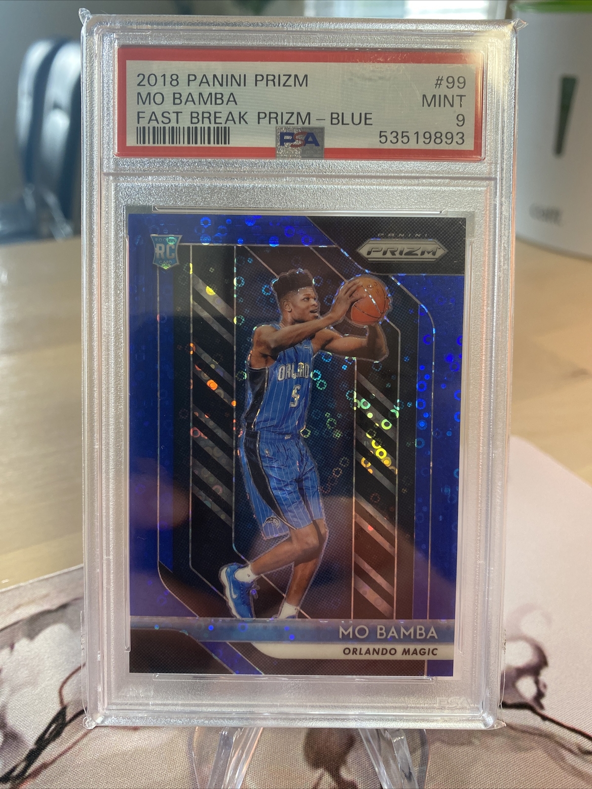 2018 Prizm Mo Bamba Fast Break Blue /175 PSA 9 Magic Rare Silver Rookie RC