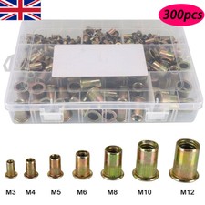 300pc M3-M12 Mixed Rivnuts Blind Set Rivet Nuts Kit Threaded Nuts Anti-oxidation