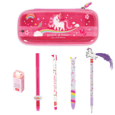 Legami Einhorn Set 6-tlg Wonderwow Federmäppchen Gelstifte Radiergummi Kuli