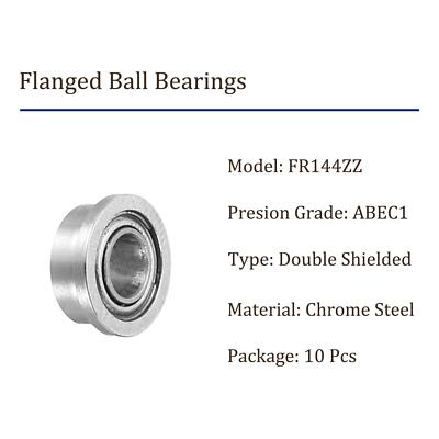 10pcs FR144ZZ Flanged Ball Bearing 1/8x1/4x7/64 Inch Replacement