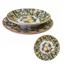 Servizio Piatti 12 Pezzi In Ceramica Italiana 6 Piani 6 Fondi Fantasia Limoni
