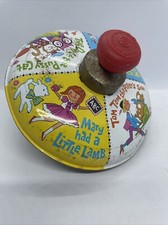 Vintage  Chein Litho Spinning Metal Tin Top Nursery Rhymes Old Still Works 88