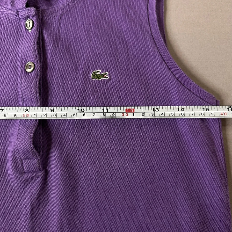 Lacoste Women's Sleeveless Polo Shirt UK 12 EU 40 – Purple Cotton Top Logo - Image 2 of 4