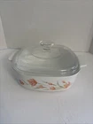 Vintage Corning Ware Peach Floral 2 Liter Casserole A-2-B with Pyrex Lid