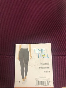 Ribbed Jeggings Wine Color High Rise 