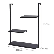29*22 in Bookshelf Storage 3 Tier Wall Shelf Organizer Black for Home and Office