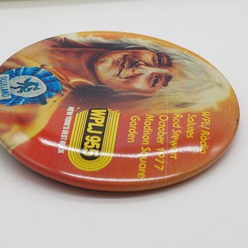 Vintage Rod Stewart WPLJ 95.5 PIN BACK BUTTON MADISON SQ GARDEN CONCERT 1977 - Picture 3 of 8