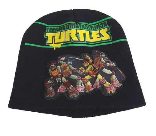 Nickelodeon 2014 Viacom TMNT Beanie Hat Boys Black Logo One Size Fits Most