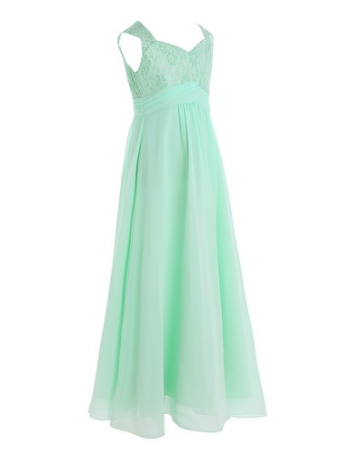 Kid Girl Dress Junior Pleated Chiffon Bridesmaid Wedding Pageant Party Maxi Gown - Picture 110 of 172