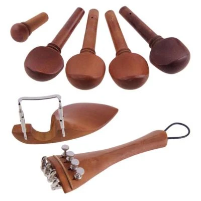 Jujube Wood 4/4 Violin Fiting Set Chinrest+Tunign Peg Tuners+Tailpiece+Screw