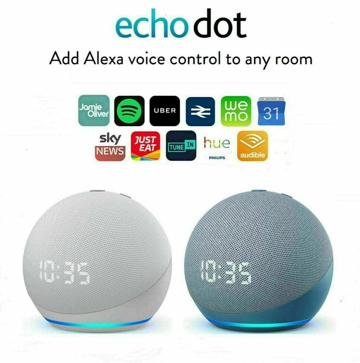  Echo Dot (4ta Generación), Parlante inteligente con reloj y  Alexa