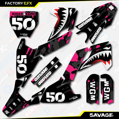 Kit de gráficos de carreras Savage Camo negro y rosa para Husqvarna TC50 TC 50 17-24 - Imagen 5 de 5