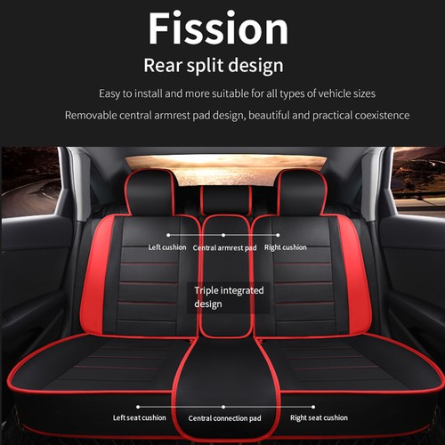 Universal 5 Seat Covers Auto Truck SUV Front & Rear Leather Full Set Protectors - Picture 4 of 48