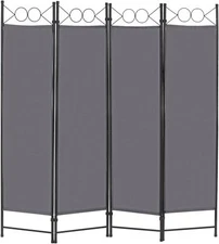 4 Panel Room Divider 6FT Steel Frame Screen Folding Privacy Divider Freestanding