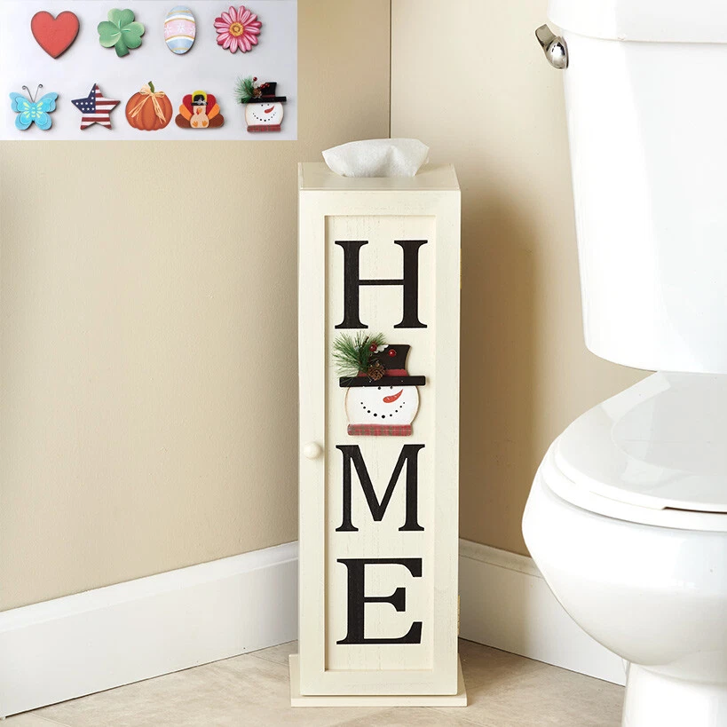 Toilet Paper Cabinet Storage Holder Interchangeable 9 Seasonal