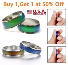 Unisex Stainless Steel Temperature Changing Color Band Mood Rings Emotion Ring