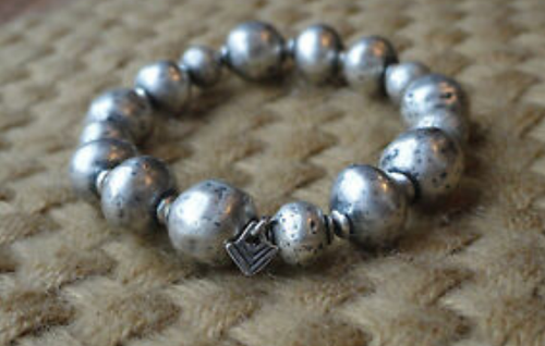 Silpada atmosphärisches oxidiertes Sterlingsilber Stretch Kugel Perlen Armband B1998 - Bild 6 von 12