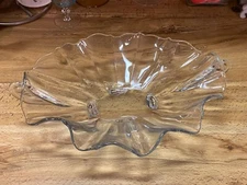 Clear Glass Footed Bowl fruit trinket centerpiece vintage dish elegant Vtg 13"