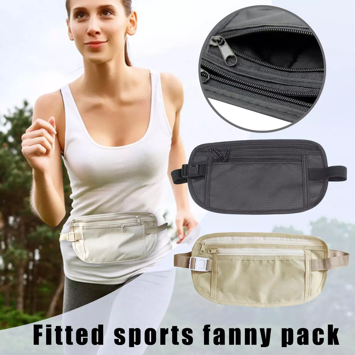 UNISEX BUM BAG MONEY TRAVEL WAIST BELT FANNY PACK POUCH WALLET
