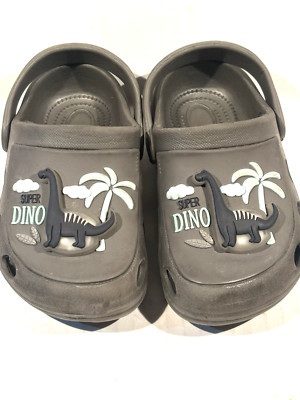 Super Dino Slip On Clog Toddler Shoes Size 23 Gray Multicolor Palm Tree