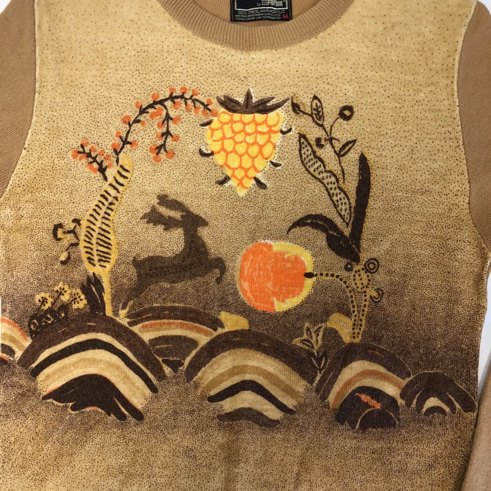 Suéter Tejido De Colección Años 60 Piel Hombre HIPPIE RENO Pastoreo Otoño NATURALEZA Tonos Tierra M Foto 3 de 4