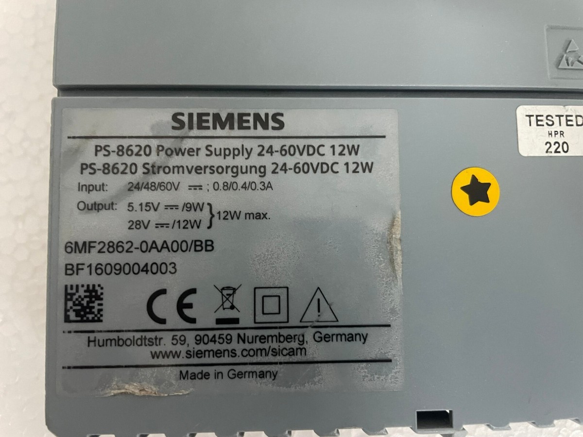 Siemens SICAM A8000 Series PS-8620 / PS 8620 Power Supply