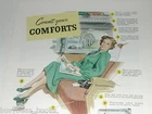 1949 GREYHOUND Bus advertisement lady reclining in chair, bus & seating features