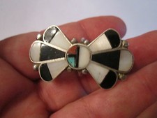 STERLING SILVER RING MOTHER OF PEARL ONYX 9g - SIZE 5 1/2 - 1 3/4" LONG - JC-1