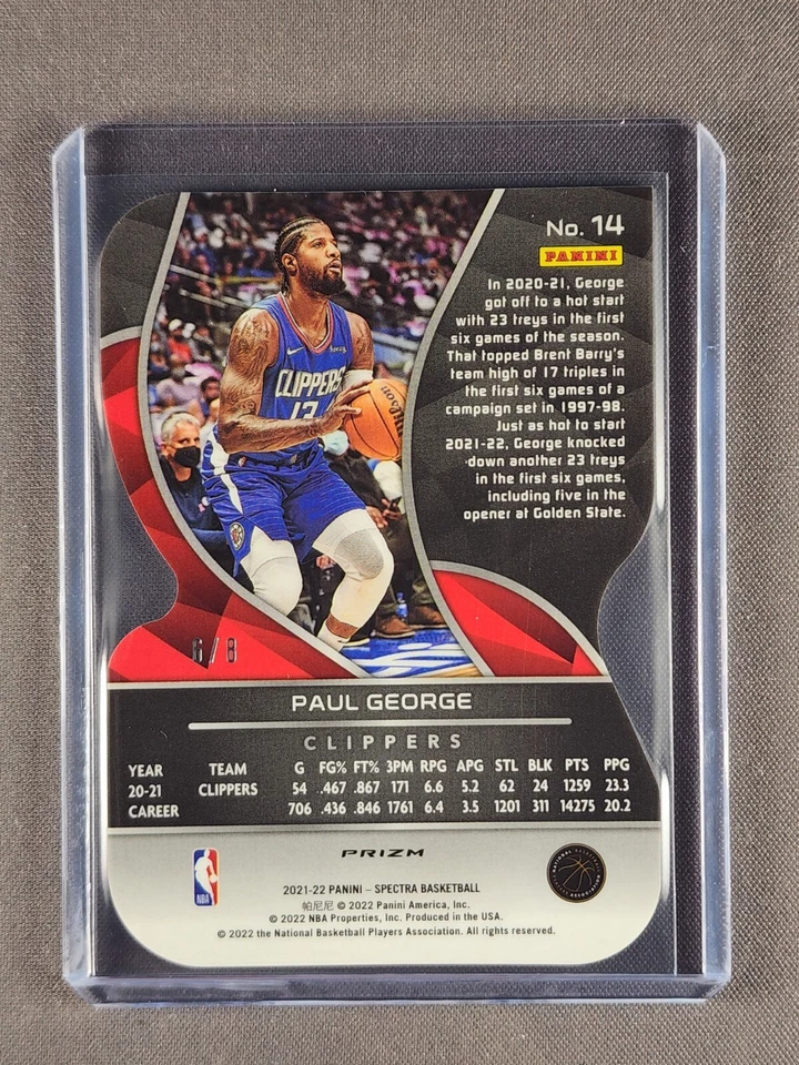 2021-22 Panini Spectra #14 Paul George /8 Universal Die Cut Los Angeles Clippers - Image 4 of 4