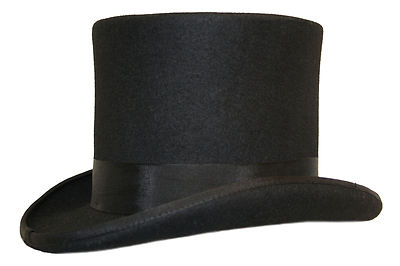 6'' groß schwarz 100 % Wolle handgefertigt Hochzeit Veranstaltung viktorianischer Zylinder Hut 