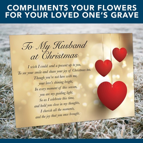 Tarjeta conmemorativa de Navidad para esposo - Tarjeta de tumba de Navidad en el cielo - impermeable Eco A5 - Imagen 2 de 15