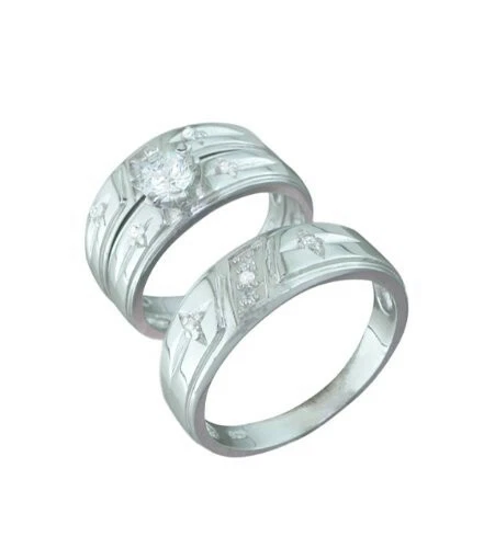 Sterling silver trio wedding set deals