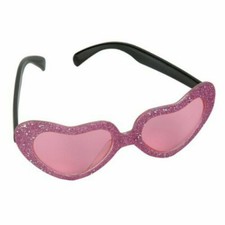 Pink Sparkle Glitter Heart Sunglasses Birthday Valentine Wedding Halloween