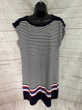 Tommy Hilfiger Women's Striped Dress Blue/White Size L Large