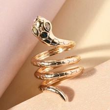 Natural Peridot Pear Cut Women Snake Ring in 18 K Gold .