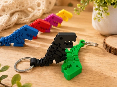Flexibler Dino Schlüsselanhänger, T-Rex beweglich, Geschenk, Flexi Tier - Bild 1 von 4